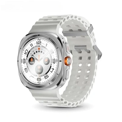 Imagen de reloj inteligente de 47 mm 7 Ultra para hombres y mujeres, AMOLED NFC brújula IP68, impermeable, frecuencia cardíaca, SpO2, deportivo Android e iOS (plateado)
