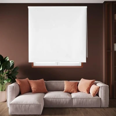 Imagen de Blindecor Draco Estor enrollable opaco liso Blanco roto, 100 x 230 cm (Ancho por Alto). Tamaño de la Tela 97 225 cm. Estores térmicos blackout