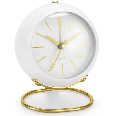 Imagen de Azyh Reloj despertador analógico sin tictac, con luz nocturna, silencioso, funciona pilas, fácil manejo y alarma fuerte (verde)