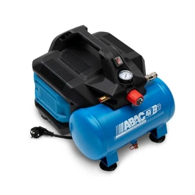 Imagen de ABAC Compresor de aire silencioso portátil EASE AIR 6, sin aceite, Presión máxima 8 bar, Potencia 0.75 Hp, Depósito 6 litros, Nivel sonoro 49 dB