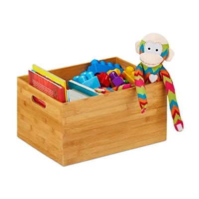 Imagen de Relaxdays Aufbewahrungskiste Caja Almacenaje Bambú, Estable, Abierta, Almacenamiento sin Tapa, para Baño, Cocina, 21 x 40 30 cm, Natural