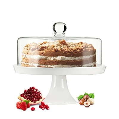 Imagen de Sendez Campana de cristal para tartas queso, base porcelana, plato