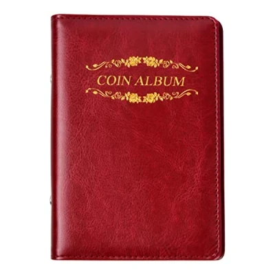 Imagen de Vesaneae Album para Monedas, 120 Coleccion Nonedas, Monedas 2 Euros, Coleccion, Album, Álbum Recogida de Varios tamaños (Rojo)