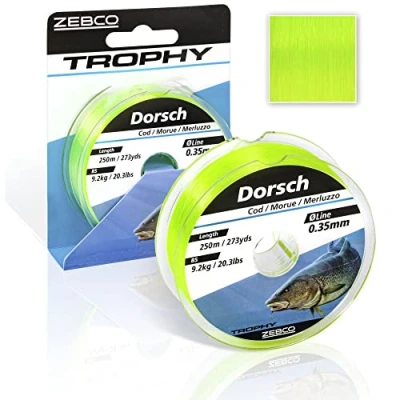 Imagen de Zebco Trofeo monofilamento Accesorios de Pesca línea Bacalao, Calidad, Fluo Amarillo, 0,40mm / 12,7Kg