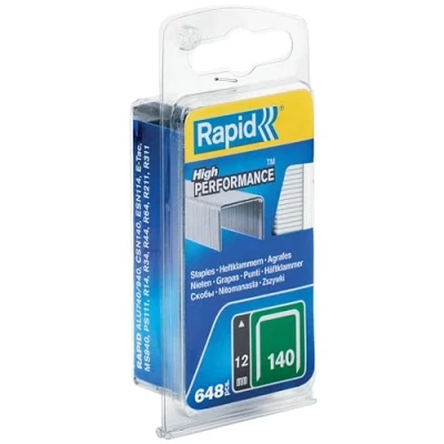 Imagen de Rapid Caja Estrecha de Grapas Corona Plana para Plástico, Cartón y Alfombras N.º140 Acero Galvanizado, 12 mm 648