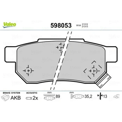 Imagen de VALEO 598053 Juego de pastillas freno Eje trasero con contacto avisador desgaste sin chapa antichirridos HONDA: CIVIC 6 Hatchback