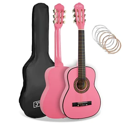 Imagen de 3rd Avenue Paquete Para Principiantes Con Cuerdas De Nailon Español Guitarra Clásica Niños De, Tamaño 1/4, 6 Meses Lecciones Gratis, Bolsa Y Cuerdas, Color Rosa