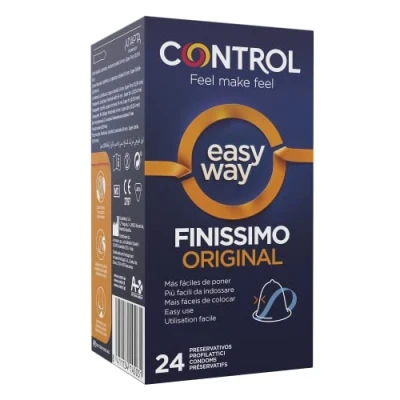 Imagen de Control Preservativos Easy Way Finissimo, Caja de 24 Condones Fácil Poner, Lubricados, Sexo Seguro, Ajuste Óptimo, ud (Pack ahorro)