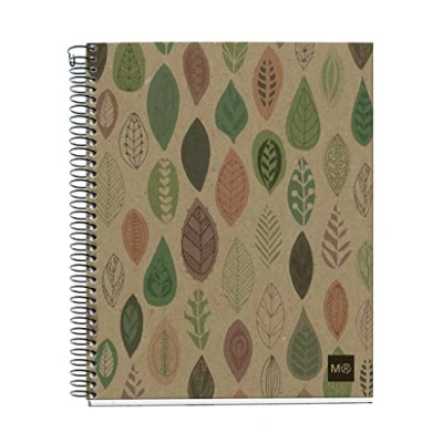 Imagen de Miquelrius Cuaderno Libreta Notebook 100% Reciclado, 4 Franjas de Colores, A5, 120 Hojas Cuadriculadas 5 mm, Papel 80 g, 2 Taladros, Cubierta Cartón Diseño Eco