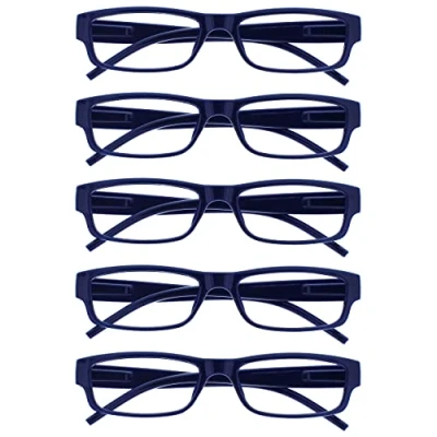 Imagen de The Reading Glasses Company La Compañía Gafas De Lectura Dark Azul Valor Pack 5 Ligero Hombres Mujeres RRRRR32 3 +3,50