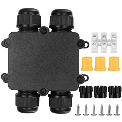 Imagen de Caja de Conexiones Impermeable IP68, 4 Vías Conectores Cable para Exteriores, Cajas Empalmes, Prensaestopas Ø mm 10