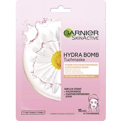 Imagen de Garnier Skin Active Hydra Bomb Máscara facial hidratante con extracto de manzanilla para una piel sin enrojecimiento, Pack 5 (5 x 32g)