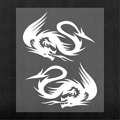 Imagen de 4R Quattroerre.it 15857 Pegatinas de Coche Sobredimensionadas Dragón, Blanca, 10 x 12 cm