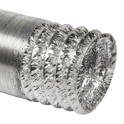 Imagen de Tubo flexible de aluminio sin aislar 10m para ventilación, climatización, extractor cocina, salida humos campana extractora.