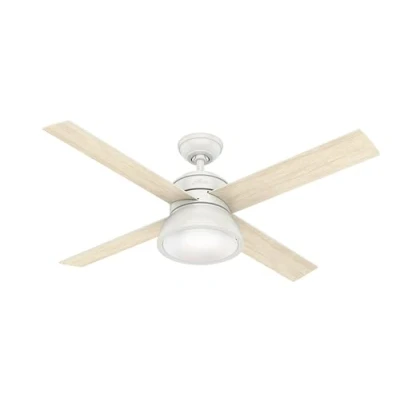 Imagen de HUNTER FAN, Ventilador de Techo con Luz y Control Remoto para Interiores, Loki, 4 Aspas Reversibles, Color Blanco, 132 cm, Ideal Verano e Invierno, Modelo 50423