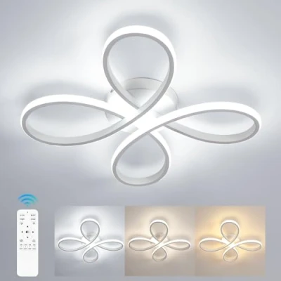 Imagen de Comely Lámpara de Techo LED Regulable Moderna, 40W 4500LM 40cm 3000K 6500K Luz, Plafon Forma Flor con Control Remoto para Dormitorio, Salon, Blanco