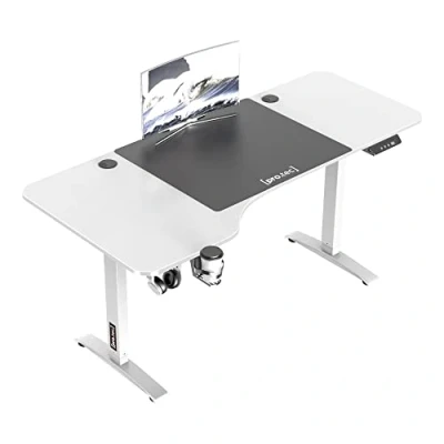 Imagen de Escritorio con Tablero Eléctrico de Altura Regulable Mesa Pie 73 118 cm 2 Opciones Memoria en Forma L Aglomerado Aluminio 160 x 60/75 Blanco Negro
