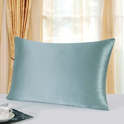 Imagen de townssilk Funda de almohada seda 100 % 19 mommes, 50 x 75 cm, reversible, con cremallera oculta, verde agua