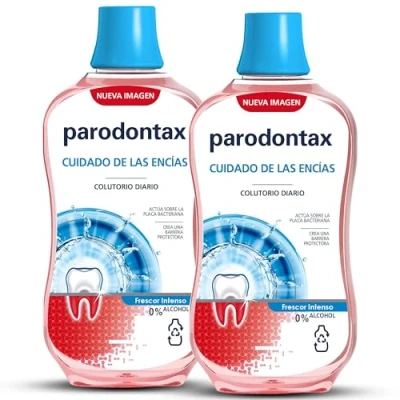 Imagen de Parodontax Enjuague Bucal, Cuidado Diario de las Encías, Frescor Intenso, 0% Alcohol, Pack 2x500 ml