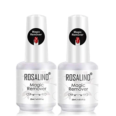 Imagen de ROSALIND 2PCS Magic Remover Uñas, Eliminar de Forma Rápida y Sencilla Esmaltes Semipermanente Para No Lastimar Tus Quitaesmalte en gel Profesional Irritante 15ml