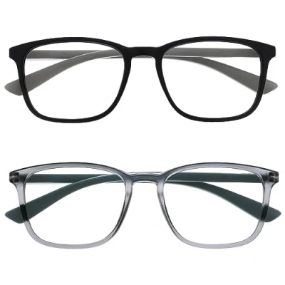 Imagen de OPULIZE Max Gafas de Lectura Pack 2 Marco Rectangular Clásico Grande Negro Mate Gris Unisex Hombres Mujeres Bisagras Resorte RR78 17 +3.00