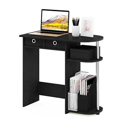Imagen de Furinno Go Green Escritorio para computadora portátil, Madera de ingeniería, Americano/Acier Inoxydable/Negro, 39.62 (D) x 80.01 (W) 72.39 (H) cm