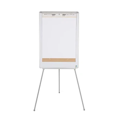 Imagen de Bi Office Earth Pizarra Blanca con caballete trípode para rotafolios, 70 x 100 cm (tamaño europeo), superficie no magnética, marco de aluminio y bandeja rotuladores
