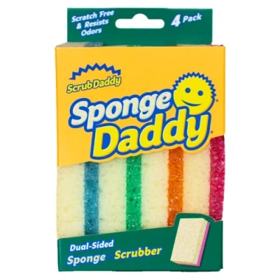 Imagen de Scrub Daddy Sponge Lavable Anti Scratch con Doble Cara Flextexture Estropajo Cocina, Baño, Horno Esponja Antibacteriana, Reutilizable y Rayones Paquete de 4