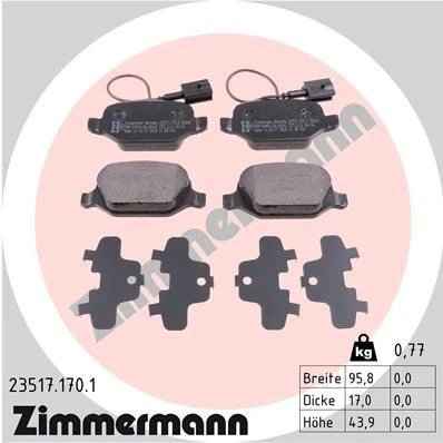 Imagen de ZIMMERMANN 23517.170.1 Juego de pastillas freno con contacto avisador desgaste Foto correspondiente a la entrega ALFA ROMEO: MiTo