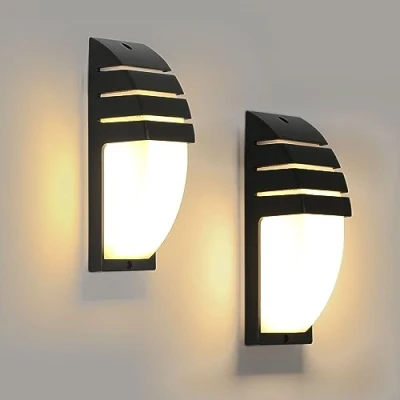 Imagen de Comely 2Pcs 12W Aplique Pared Exterio, IP65 Impermeable de Exterior LED, Lampara Interior/Exterior para Entrada Jardines Balcones Sala, Luz Blanca Cálida 3000K