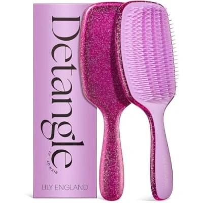 Imagen de Lily England Curly Hair Brush Pain Free Detangling &amp; Styling With Flexible Bristles for Wet Dry Easy to Hold 3c 4c Hair, Purple Glitter