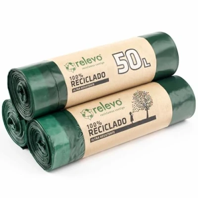 Imagen de Relevo 100% Reciclado bolsas de Basura, extra resistentes 50 L, 3 Paq x 10