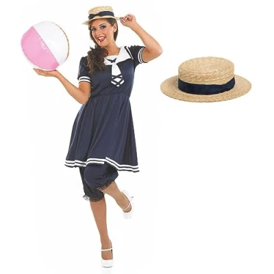 Imagen de Fun Shack Disfraz Bañador Años 20 Mujer, Bañista Epoca Victoriana, Disfraces Mujer 20, Despedida Soltera Carnaval Talla M