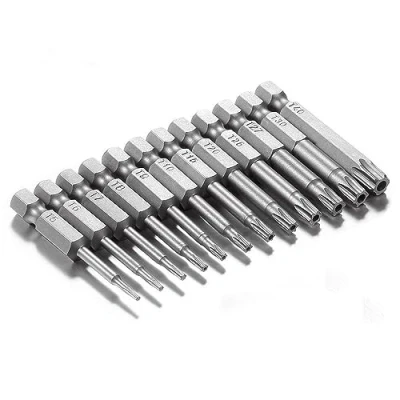 Imagen de Gunpla Juego de 12 Puntas Destornillador Torx Seguridad S2 Material, para Eléctrico, 1/4 pulgada, T5, T6, T7, T8, T9, T10, T15, T20, T25, T27, T30, T40