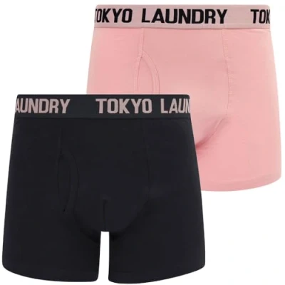 Imagen de Tokyo Laundry Paquete de 2 calzoncillos tipo bóxer para hombre, Hillside 3 Pink Nectar / Sky Captain Navy, L