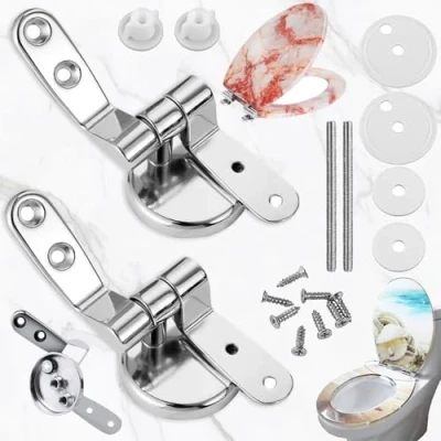 Imagen de Basetousual 1 juego de Bisagras Tapa WC, Bisagra para Inodoro Aleación Zinc, Accesorios Repuesto Perfectas la Mayoría los Asientos MDF Resina Madera