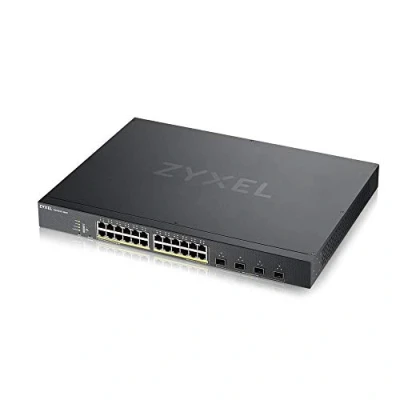Imagen de Zyxel Switch PoE+ gestionado inteligente Gigabit Ethernet de 24 puertos con presupuesto 375 vatios y 4 ranuras SFP+ 10G, modo nube híbrida [XGS1930 28HP]