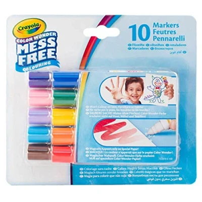 Imagen de Crayola 10 Rotuladores Colorea sin Manchas Color Wonder, Tamaño de Bolsillo, Colores Clasicos, Juego Dibujo y Colorear, 75 2570