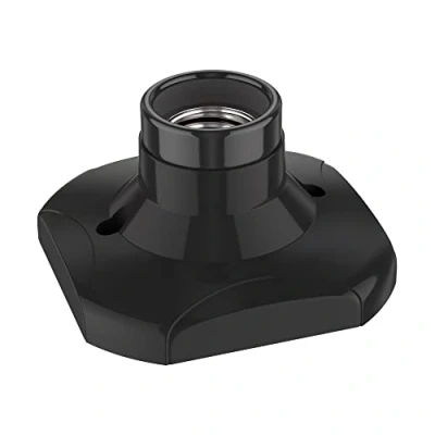 Imagen de ledscom.de Plafón/portalámpara ELEKTRA, porcelana, negro, 1x E27 máx. 60W, enchufe de bajo consumo, acentos para habitaciones, alto brillo, plástico, angular, montaje rápido, intercambiable,