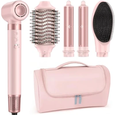 Imagen de MESCOMB 5 en 1 Cepillo Secador de Pelo &amp; Air Styler, Secado rápido, Sin Daños por Calor, Frizz par Volumisation para Todo Tipo Cabello, Bolsa Organizadora Regalo, Dar Regalos