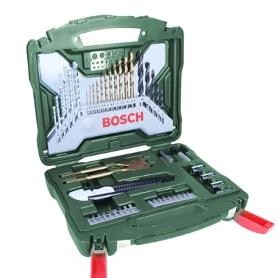 Imagen de Bosch 50 uds. Set de brocas y puntas atornillar X Line titanio (para madera, mampostería metal, incluye cutter fresadoras planas, accesorios para taladro destornillador)
