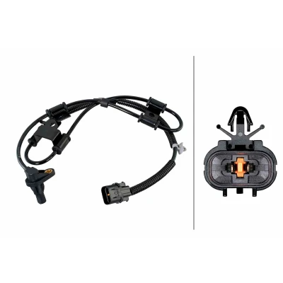 Imagen de HELLA 6PU 358 252 361 Sensor de ABS Eje delantero con clips fijación en el cable Hall 2polos 1060mm