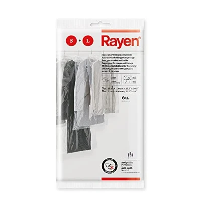 Imagen de Rayen Sacos guardarropa antipolilla y antipolvo Funda de armario Protege tu ropa Pack 6 unidades Talla S (3u): 65x100cm L 65x150cm