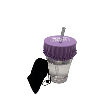 Imagen de DrinkSafe I El llavero protege cristal antidrogas reutilizable a deseo, antivuelco para fiestas y festivales de forma segura morado