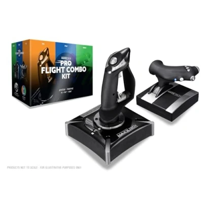 Imagen de MAXX TECH HOTAS Pro Flight Combo Kit für PC, Xbox &amp; PS4, Joystick 8 Wege HAT Schalter, Schnellfeuer Auslöser, Dreh Ruder Steuerung Schiebeachse
