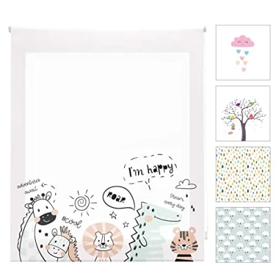Imagen de Blindecor Digital Infantil Estor Enrollable Translúcido con Estampado Impresión Modelo Zoocool 170 x 180 cm (ancho por alto) Tamaño de la Tela 167 175 Estores para Ventanas