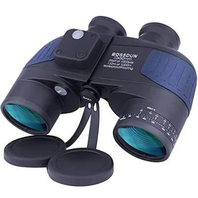Imagen de 10X50 Prismáticos Marinos para Adultos Impermeable con Brújula BAK4 a Prueba de Niebla Prism Lens Binoculares Militar Navegación Observación Aves y Caza (LP02G)