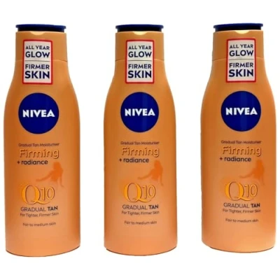 Imagen de NIVEA Loción corporal reafirmante y bronceadora Q10 antiedad, 200 ml (3 unidades)