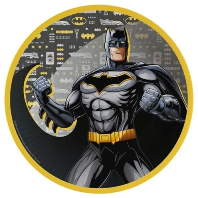 Imagen de Amscan 9915090 66 Platos de papel para fiesta cumpleaños con licencia oficial Batman 8 unidades