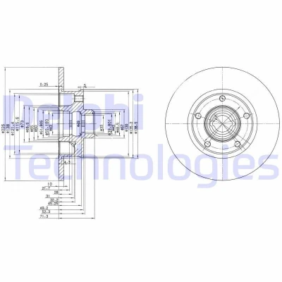 Imagen de DELPHI BG2714 Disco de freno 226 10 5 macizo aceitado sin procesar cojinete rueda, anillo sensor ABS VOLKSWAGEN: GOLF 3, Passat B5 Berlina